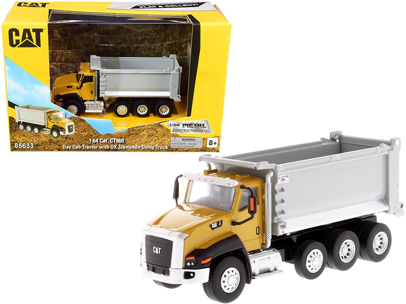 CAT Caterpillar CT660 Day Cab Tractor with OX Stampede Dump Truck "Play & Collect!" Series 1/64 Diecast Model by Diecast Masters Diecast Masters