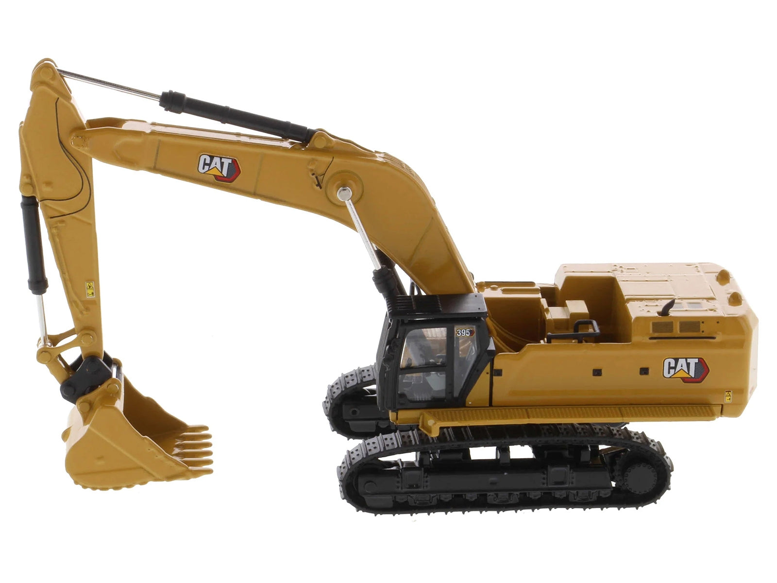 CAT Caterpillar 395 Next-Generation Hydraulic Excavator (General Purpose Version) Yellow with Additional Tools "High Line Series" 1/87 (HO) Diecast Model by Diecast Masters Diecast Masters