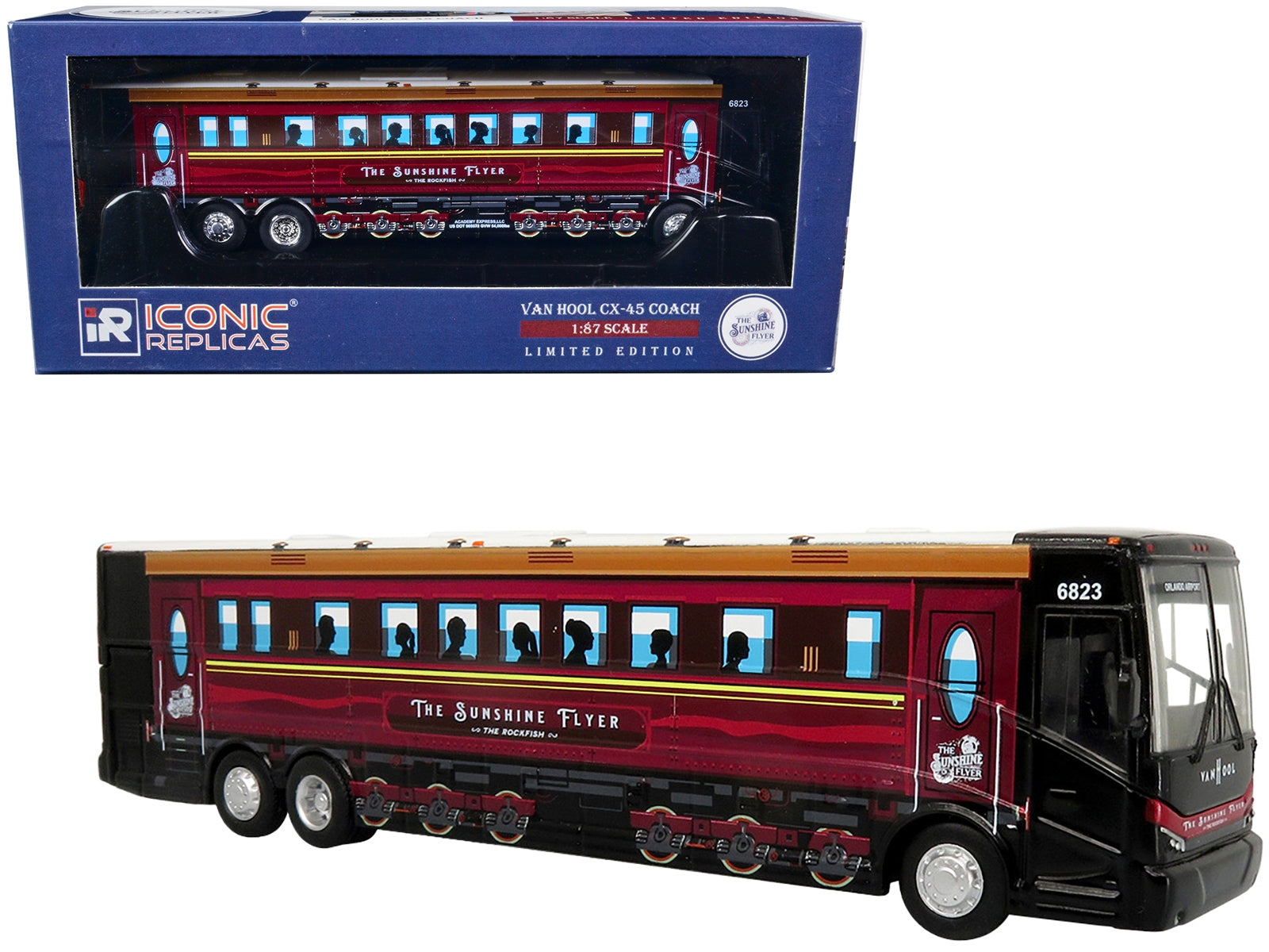 Van Hool CX-45 Coach Bus Academy Bus Lines "The Sunshine Flyer: The Rockfish" 1/87 Diecast Model by Iconic Replicas Iconic Replicas