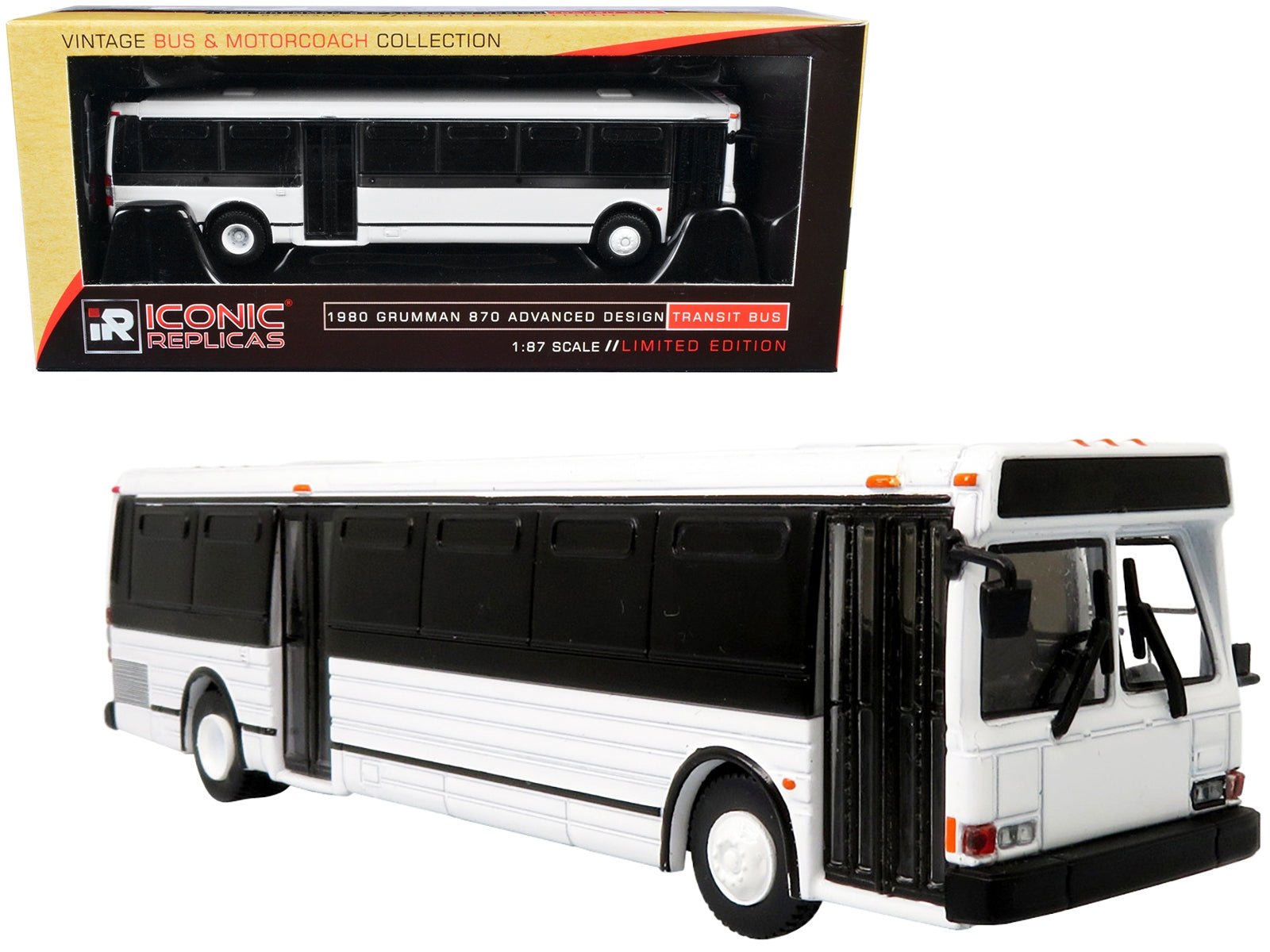 1980 Grumman 870 Advanced Design Transit Bus Plain White "Vintage Bus & Motorcoach Collection" 1/87 Diecast Model by Iconic Replicas Iconic Replicas