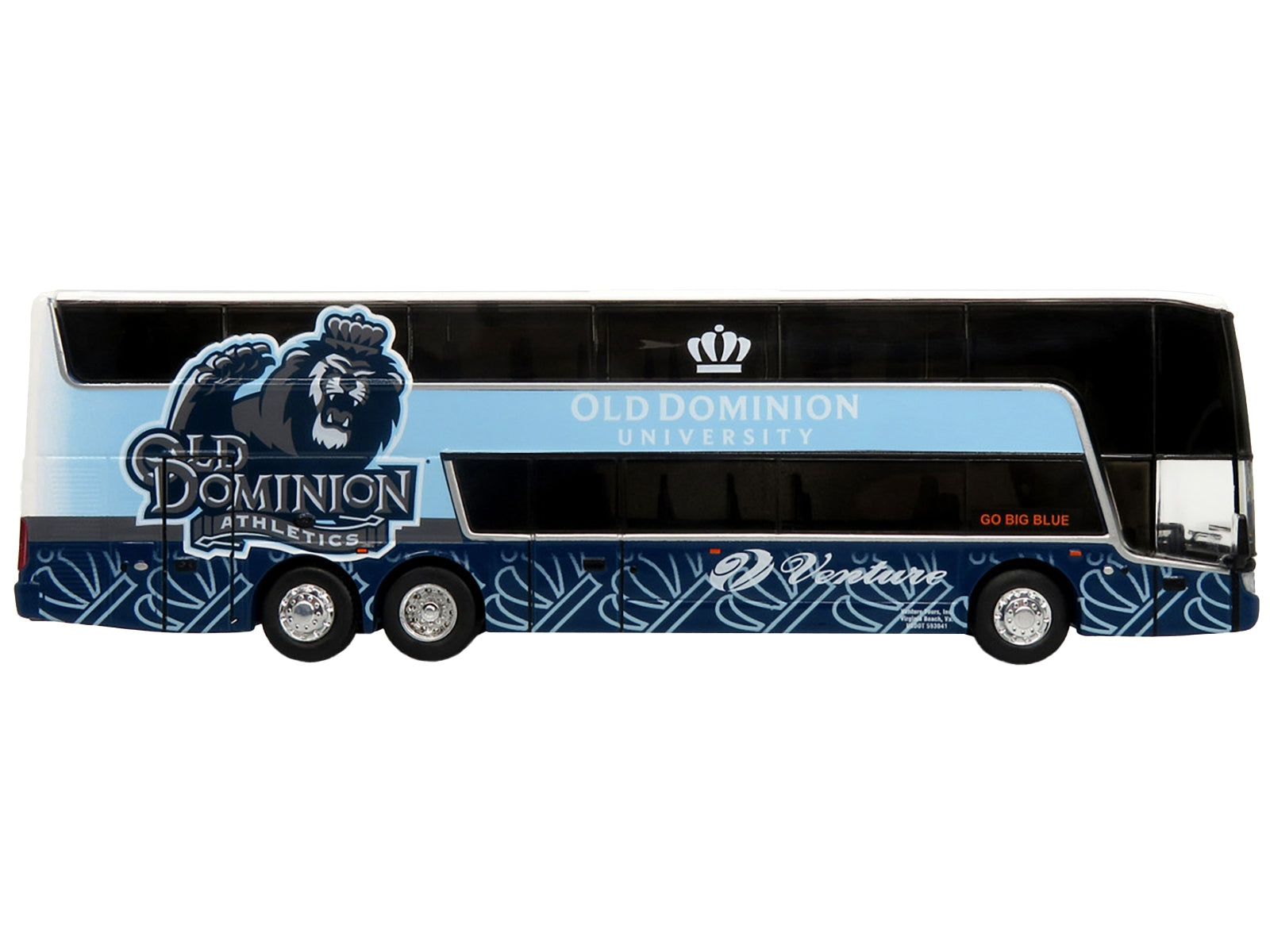 Van Hool TDX Double Decker Coach Bus "Old Dominion University - Venture Tours" "Go Big Blue" "The Bus & Motorcoach Collection" Limited Edition to 504 pieces Worldwide 1/87 (HO) Diecast Model by Iconic Replicas Iconic Replicas