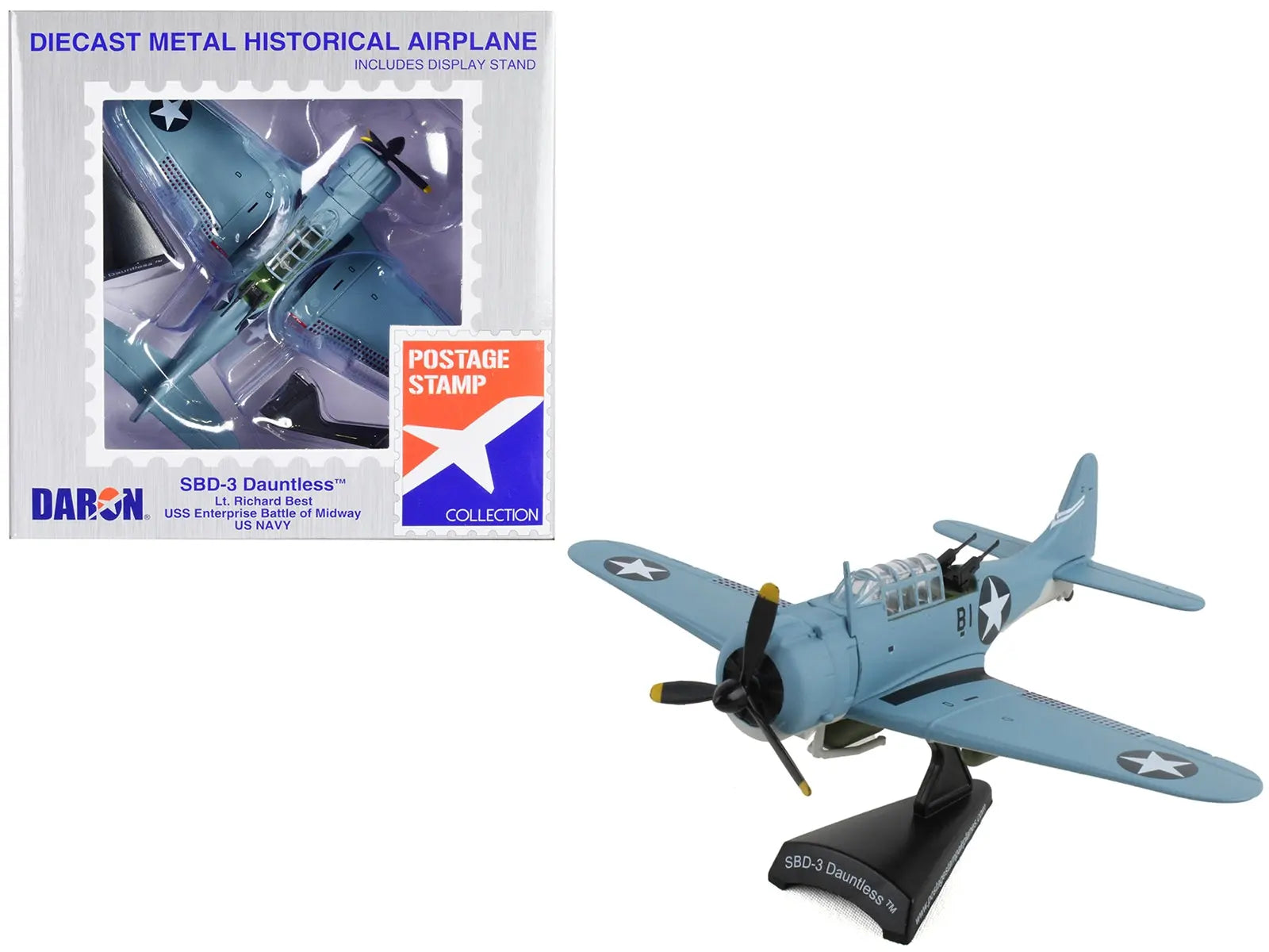 Douglas SBD-3 Dauntless Aircraft "Lt. Richard Best" United States Navy 1/87 Diecast Model Airplane by Postage Stamp Postage Stamp