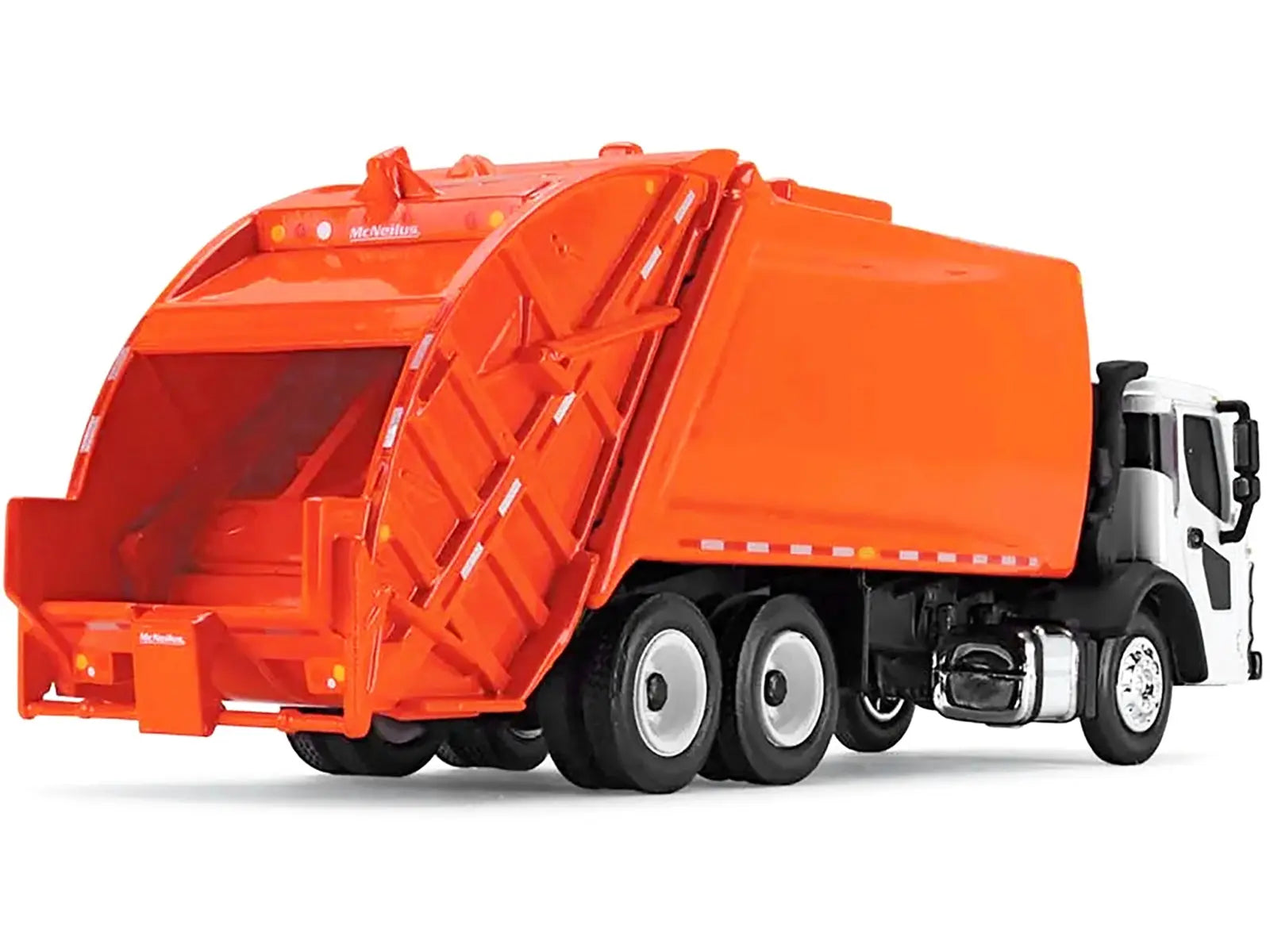 Mack LR with McNeilus Rear Load Refuse Body Orange and White 1/87 (HO) Diecast Model by First Gear First Gear