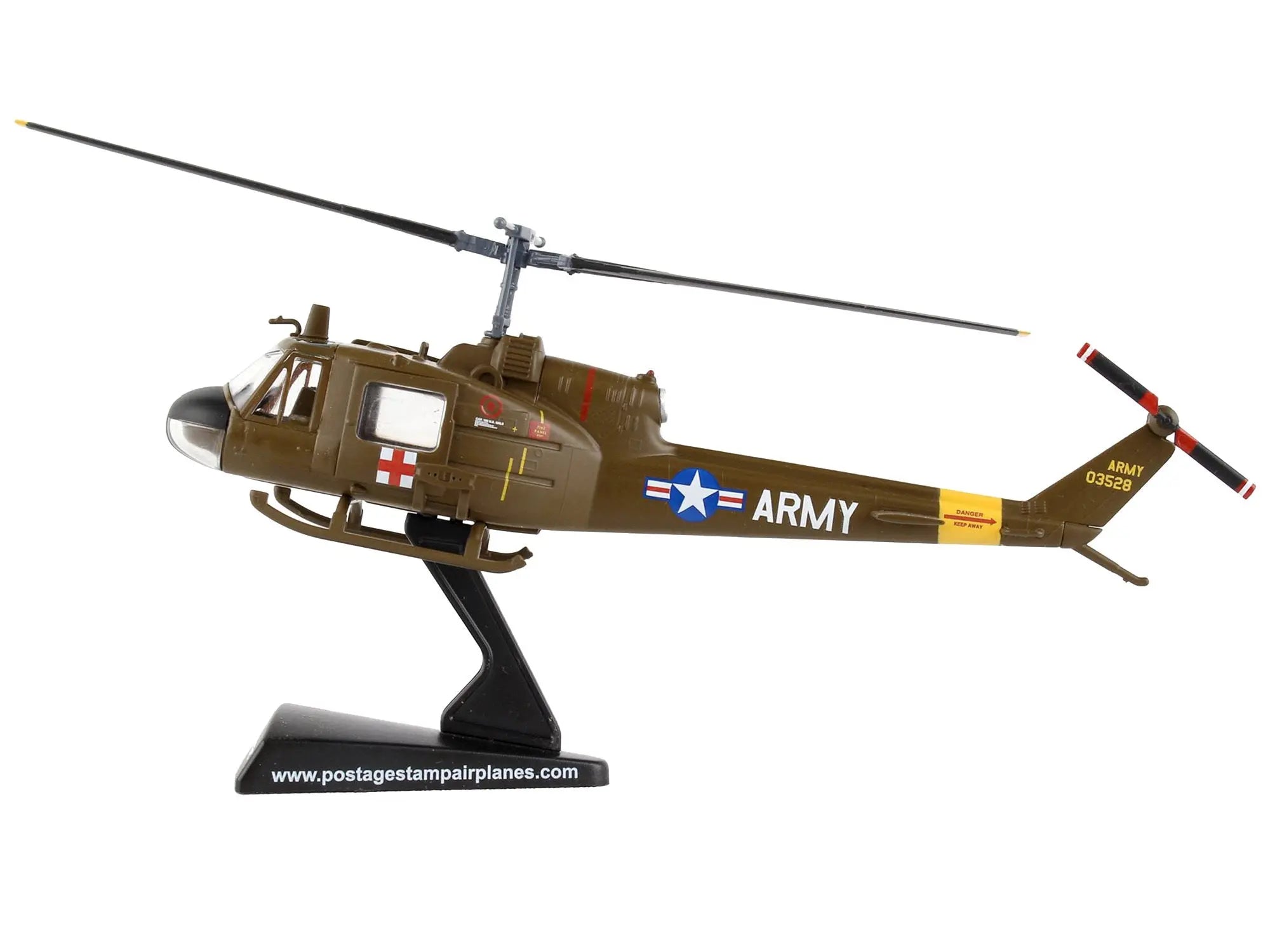 Bell UH-1 Iroquois "Huey" Helicopter "MEDEVAC" United States Army 1/87 (HO) Diecast Model by Postage Stamp Postage Stamp