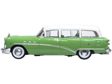 1954 Buick Century Estate Wagon Willow Green and White 1/87 (HO) Scale Diecast Model Car by Oxford Diecast Oxford Diecast