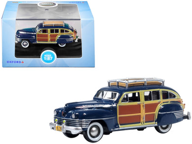 1942 Chrysler Town & Country Woody Wagon South Sea Blue with Wood Panels and Roof Rack 1/87 (HO) Scale Diecast Model Car by Oxford Diecast Oxford Diecast