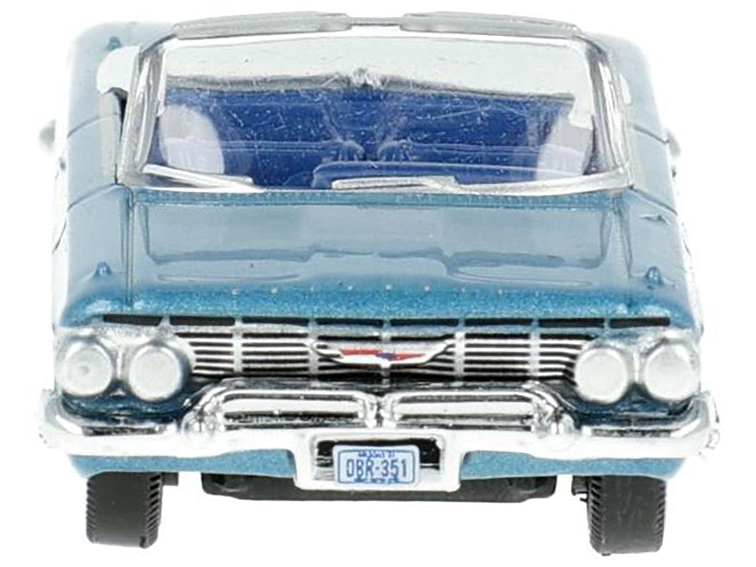 1961 Chevrolet Impala Convertible Jewel Blue Metallic and White with Blue Interior 1/87 (HO) Scale Diecast Model Car by Oxford Diecast Oxford Diecast