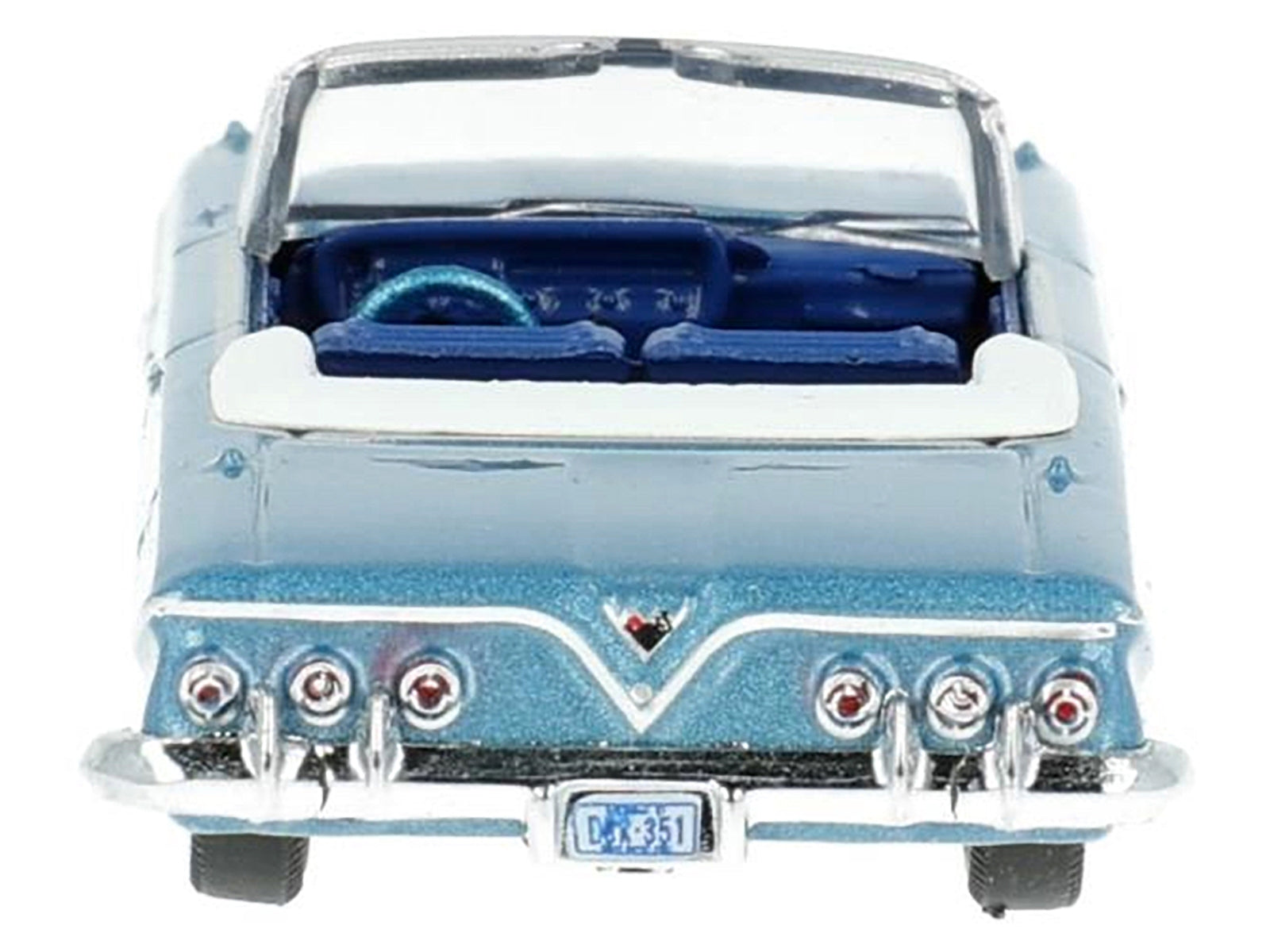 1961 Chevrolet Impala Convertible Jewel Blue Metallic and White with Blue Interior 1/87 (HO) Scale Diecast Model Car by Oxford Diecast Oxford Diecast