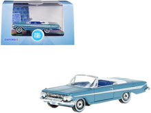 Load image into Gallery viewer, 1961 Chevrolet Impala Convertible Jewel Blue Metallic and White with Blue Interior 1/87 (HO) Scale Diecast Model Car by Oxford Diecast Oxford Diecast
