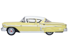 Load image into Gallery viewer, 1958 Chevrolet Impala Sport Colonial Cream with Snowcrest White Top 1/87 (HO) Scale Diecast Model Car by Oxford Diecast Oxford Diecast
