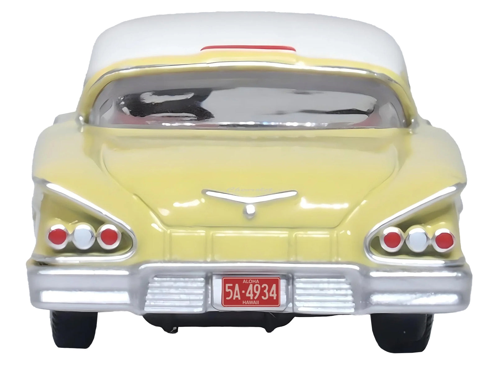 1958 Chevrolet Impala Sport Colonial Cream with Snowcrest White Top 1/87 (HO) Scale Diecast Model Car by Oxford Diecast Oxford Diecast