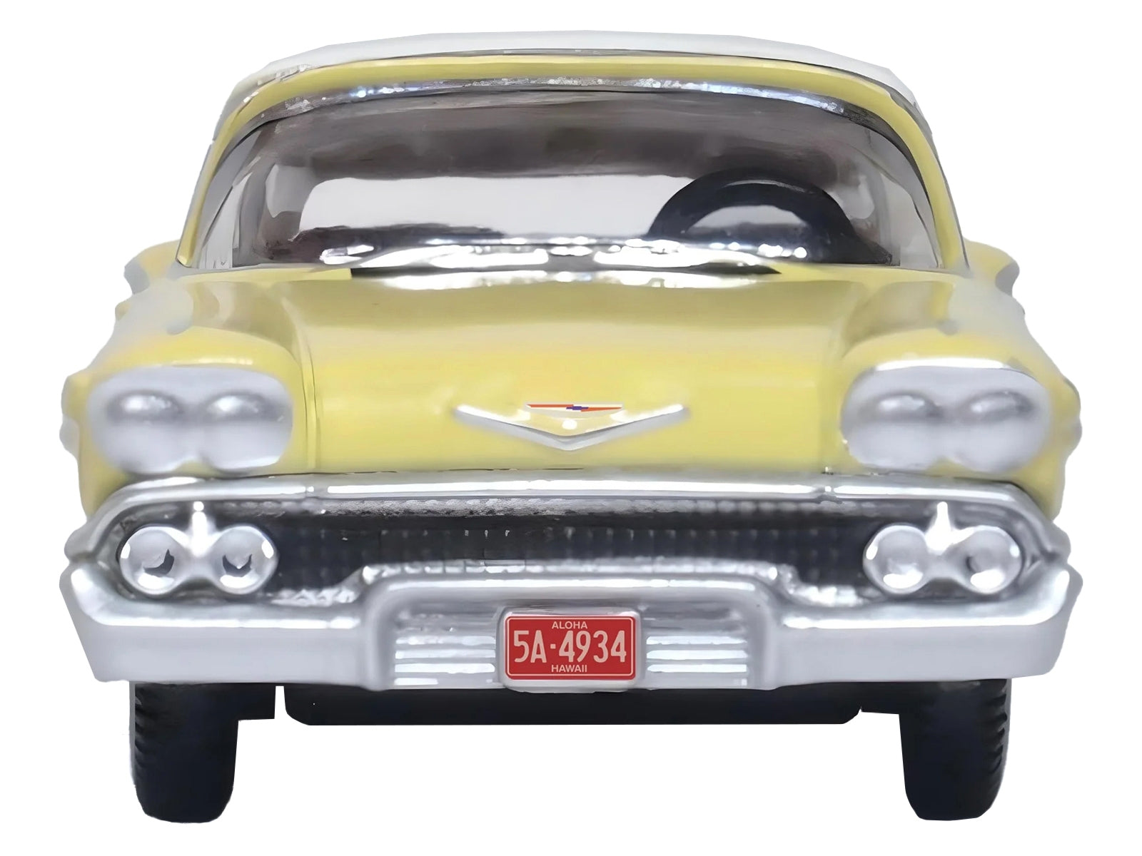 1958 Chevrolet Impala Sport Colonial Cream with Snowcrest White Top 1/87 (HO) Scale Diecast Model Car by Oxford Diecast Oxford Diecast