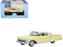 Load image into Gallery viewer, 1958 Chevrolet Impala Sport Colonial Cream with Snowcrest White Top 1/87 (HO) Scale Diecast Model Car by Oxford Diecast Oxford Diecast
