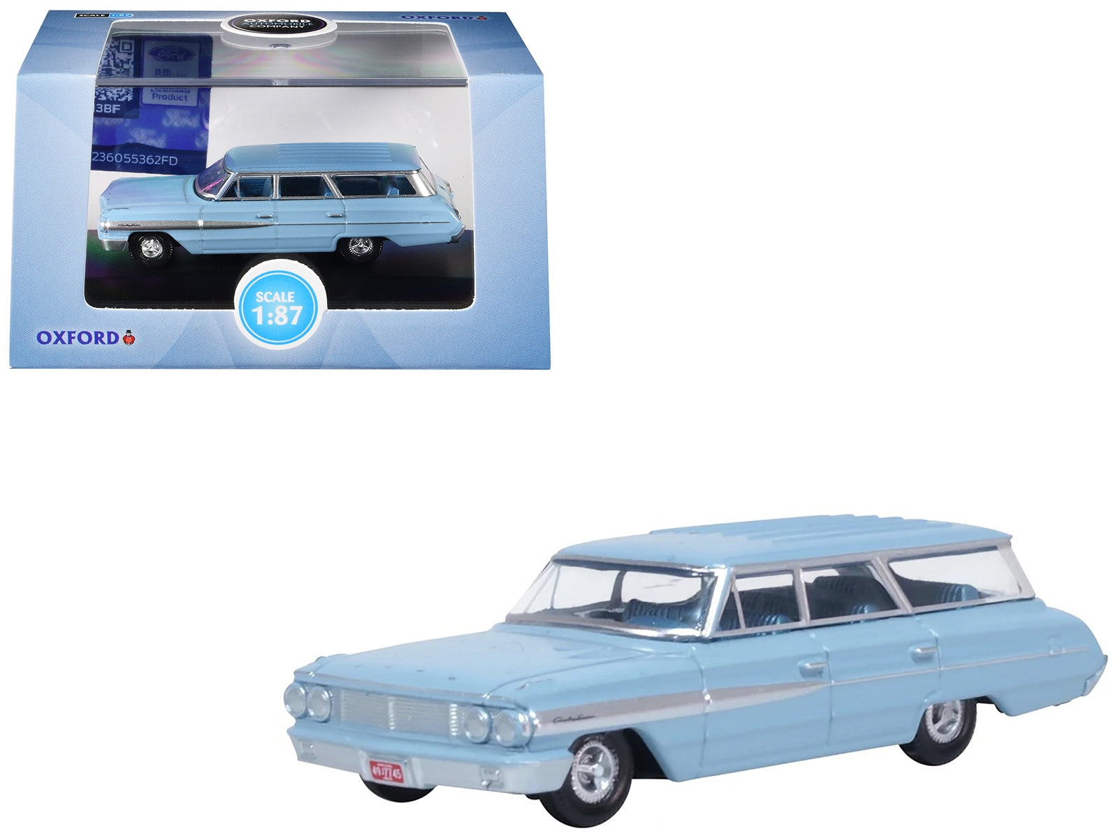 1964 Ford Country Sedan Skylight Blue 1/87 (HO) Scale Diecast Model Car by Oxford Diecast Oxford Diecast