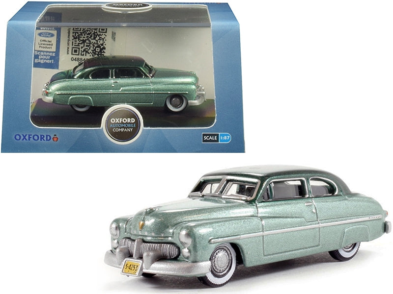 1949 Mercury Coupe Metallic Green with Dark Green Top 1/87 (HO) Scale Diecast Model Car by Oxford Diecast Oxford Diecast