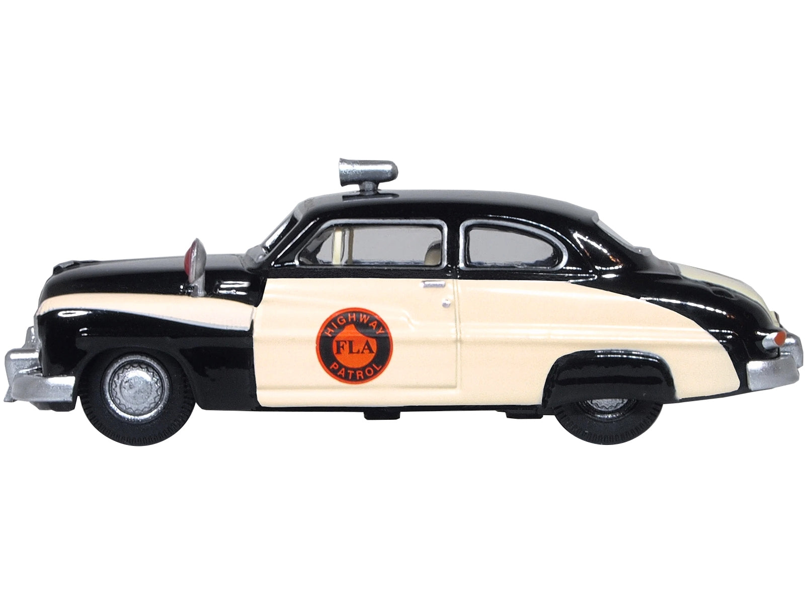 1949 Mercury Monarch Police Black and White "Florida Highway Patrol" 1/87 (HO) Scale Diecast Model Car by Oxford Diecast Oxford Diecast