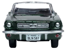 Load image into Gallery viewer, 1965 Ford Mustang Convertible Ivy Green Metallic 1/87 (HO) Scale Diecast Model Car by Oxford Diecast Oxford Diecast
