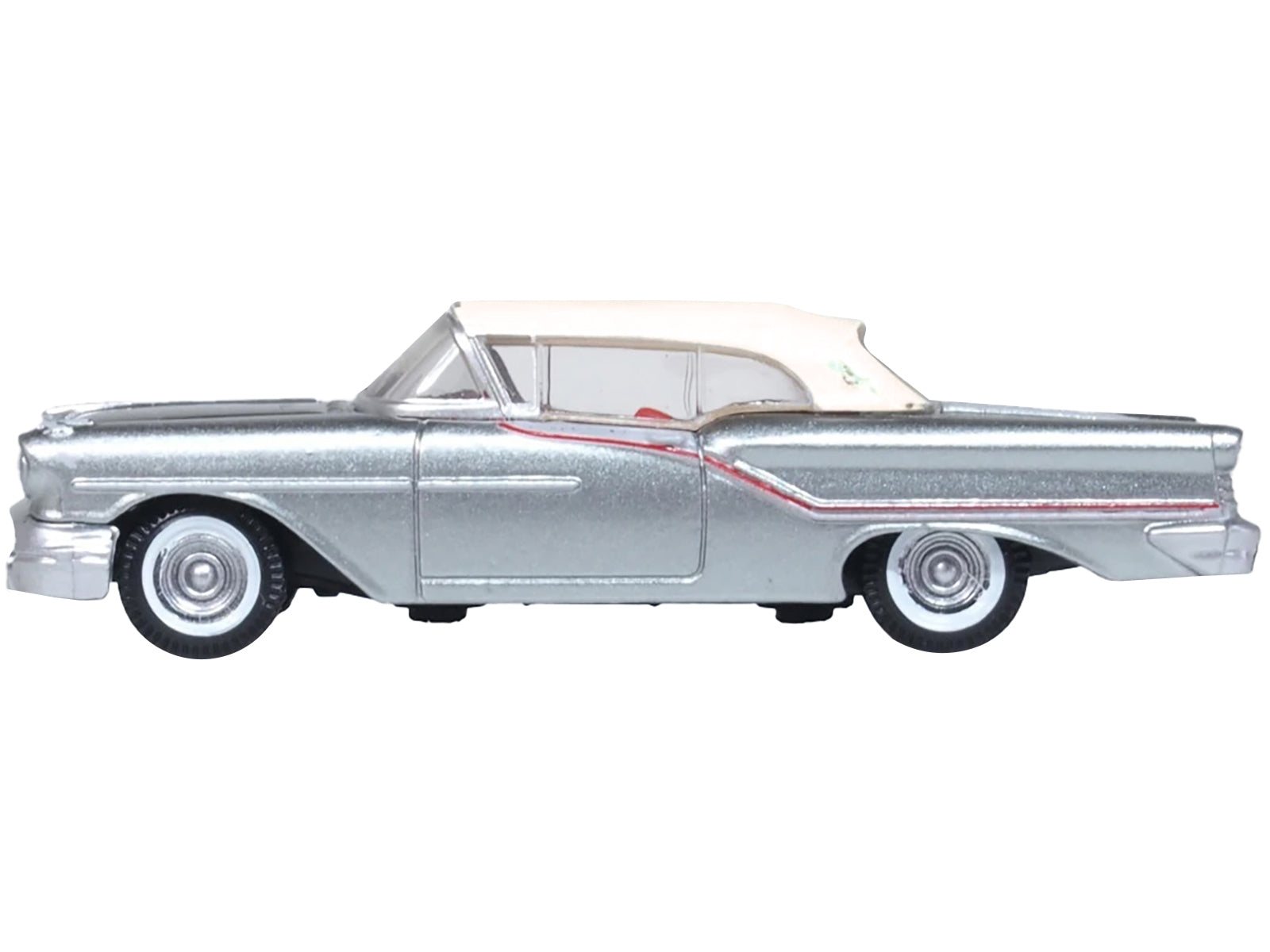 1957 Oldsmobile 88 Convertible (Top-Up) Juneau Gray with White Top and Red Interior 1/87 (HO) Scale Diecast Model Car by Oxford Diecast Oxford Diecast