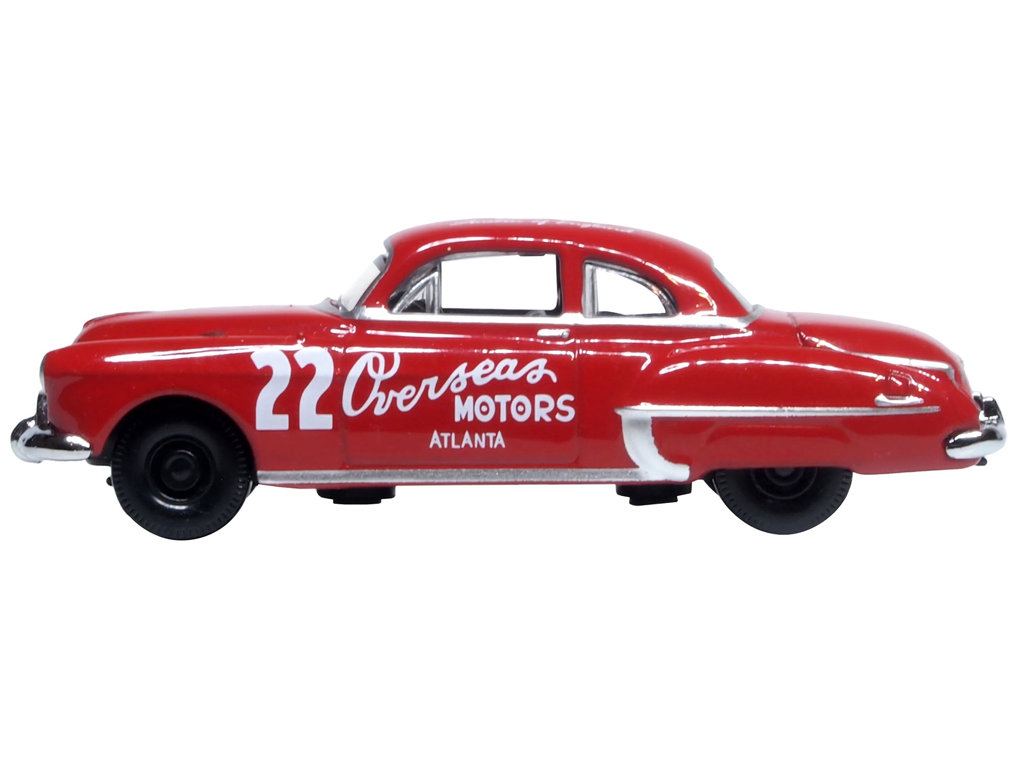 1949 Oldsmobile Rocket 88 Coupe #22 "Overseas Motors Atlanta" Red 1/87 (HO) Scale Diecast Model Car by Oxford Diecast Oxford Diecast