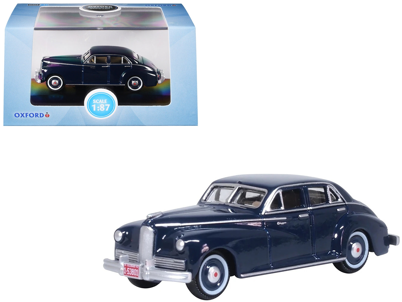 1942 Packard Clipper Touring Sedan Packard Blue 1/87 (HO) Scale Diecast Model Car by Oxford Diecast Oxford Diecast