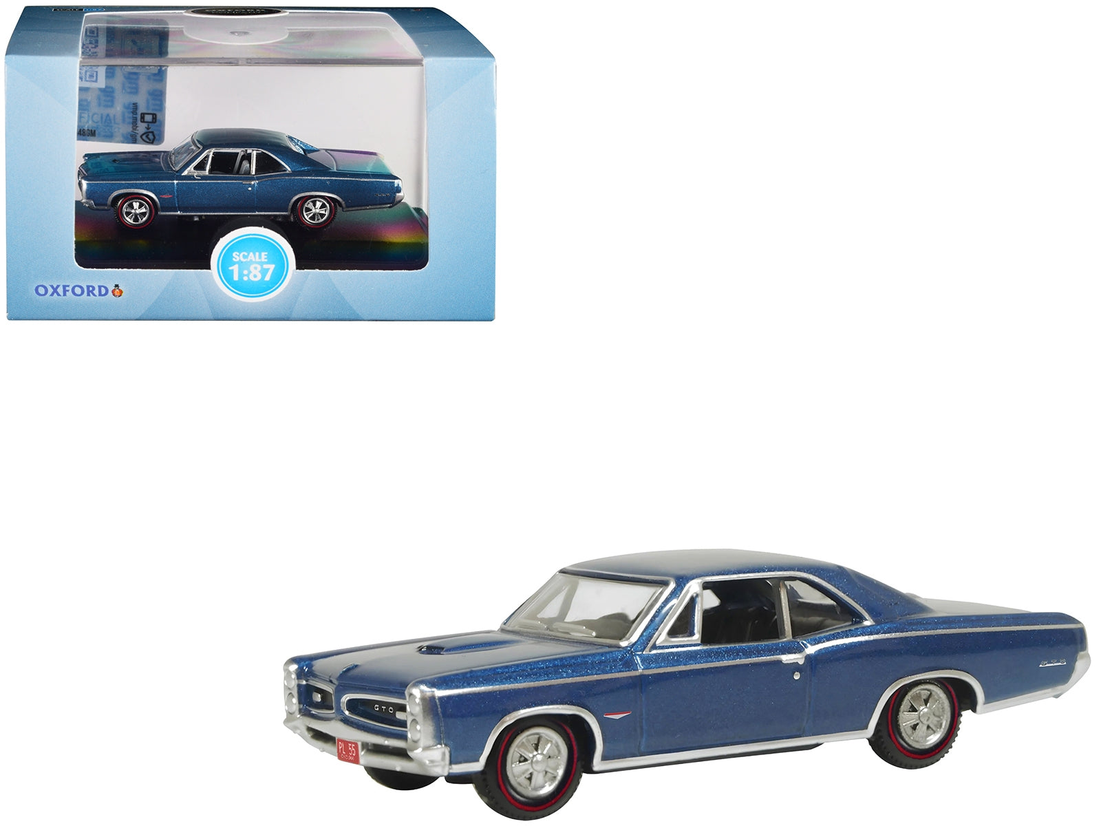 1966 Pontiac GTO Fontaine Blue Metallic 1/87 (HO) Scale Diecast Model Car by Oxford Diecast Oxford Diecast