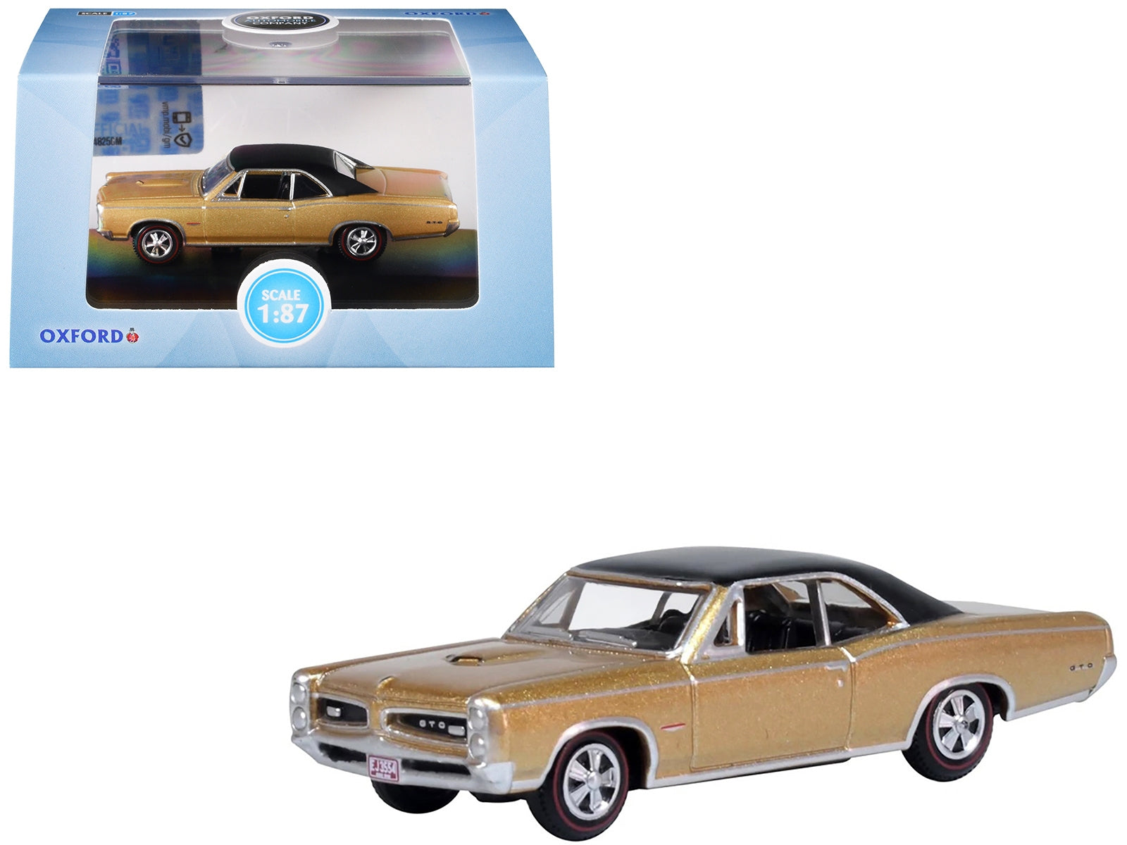 1966 Pontiac GTO Martinique Bronze Metallic with Black Top 1/87 (HO) Scale Diecast Model Car by Oxford Diecast Oxford Diecast