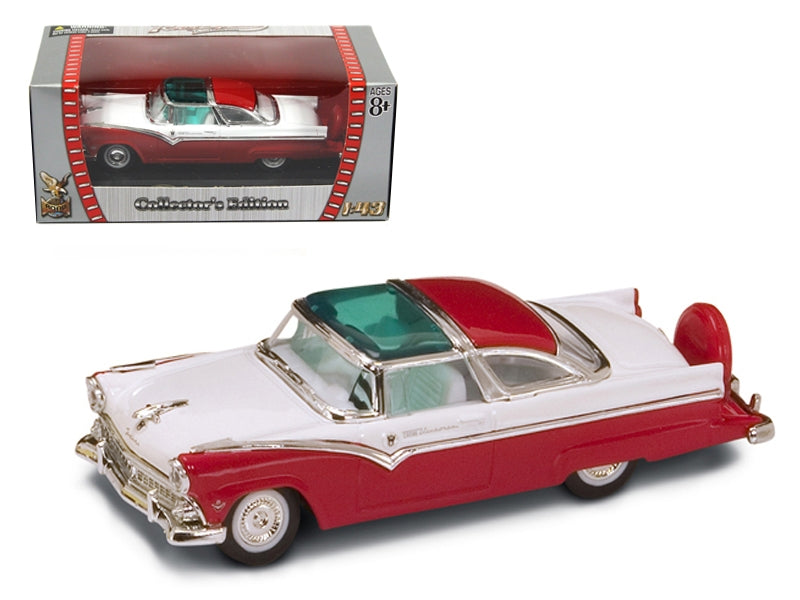 1955 Ford Crown Victoria Red and White 1/43 Diecast Model Car by Road Signature Road Signature