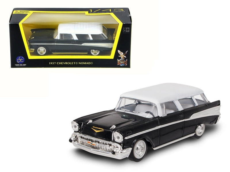 1957 Chevrolet Nomad Black with White Top 1/43 Diecast Model Car by Road Signature Road Signature