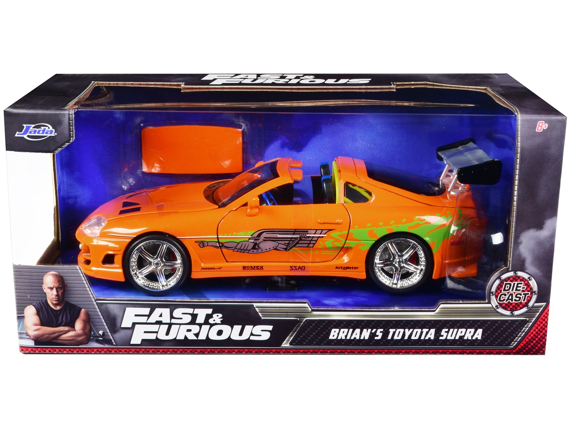 Brian's Toyota Supra Orange with Graphics "Fast & Furious" Movie 1/24 Diecast Model Car by Jada Jada