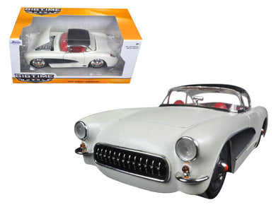 1957 Chevrolet Corvette Satin Cream Metallic with Matt Black Top and Side 1/24 Diecast Model Car by Jada Jada