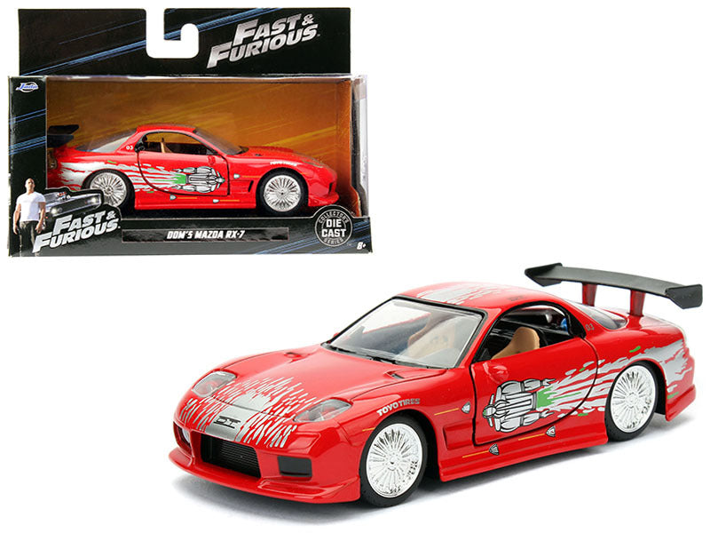 Dom's Mazda RX-7 Red with Graphics "Fast & Furious" Movie 1/32 Diecast Model Car by Jada Jada