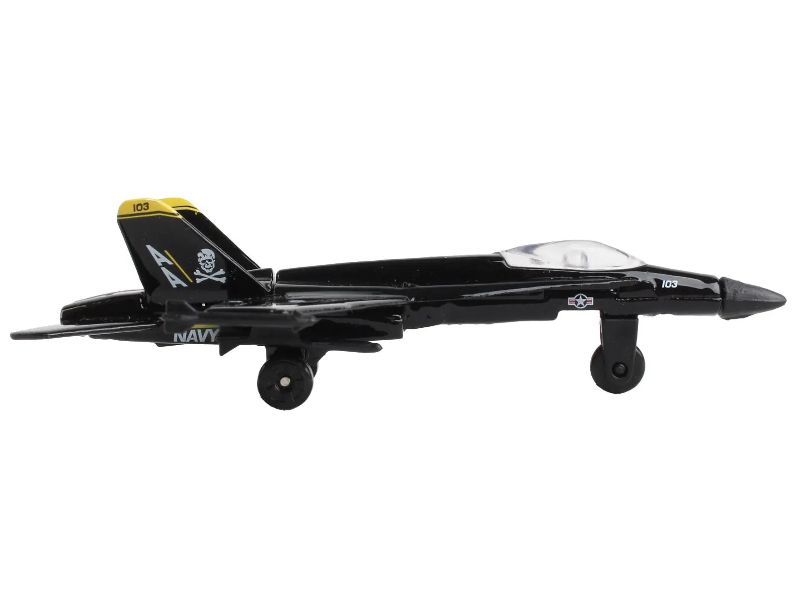 McDonnell Douglas F/A-18 Hornet Fighter Aircraft Black "United States Navy" with Runway Section Diecast Model Airplane by Runway24 Runway24