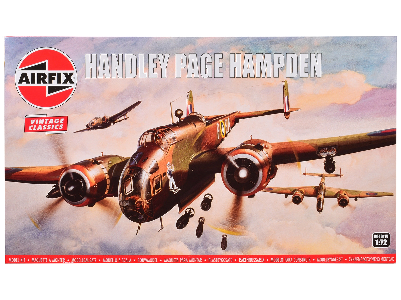 Level 2 Model Kit Handley Page Hampden Bomber Aircraft 1/72 Plastic Model Kit by Airfix Airfix