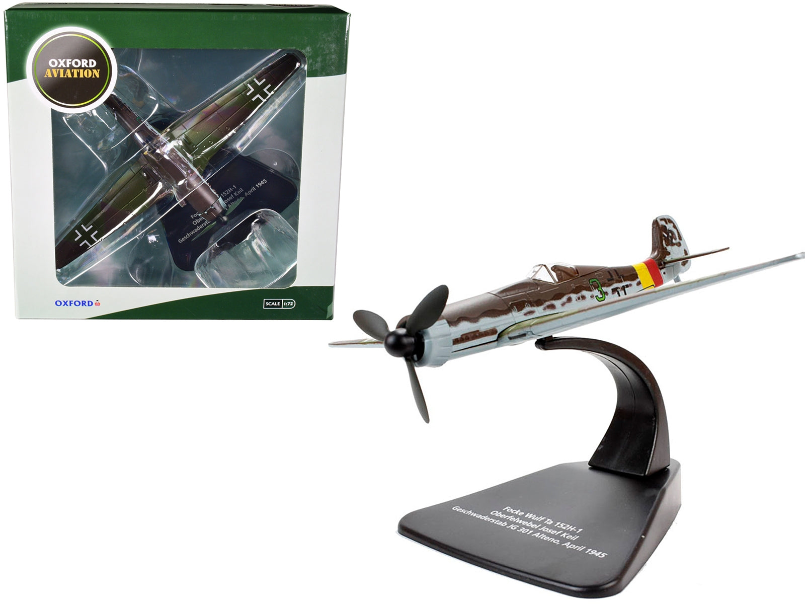 Focke-Wulf Ta 152 H-1 Fighter Plane Pilot: Oberfelwebel Josef Keil Geschwaderstab JG 301 Alteno April (1945) "Oxford Aviation" Series 1/72 Diecast Model Airplane by Oxford Diecast Oxford Diecast