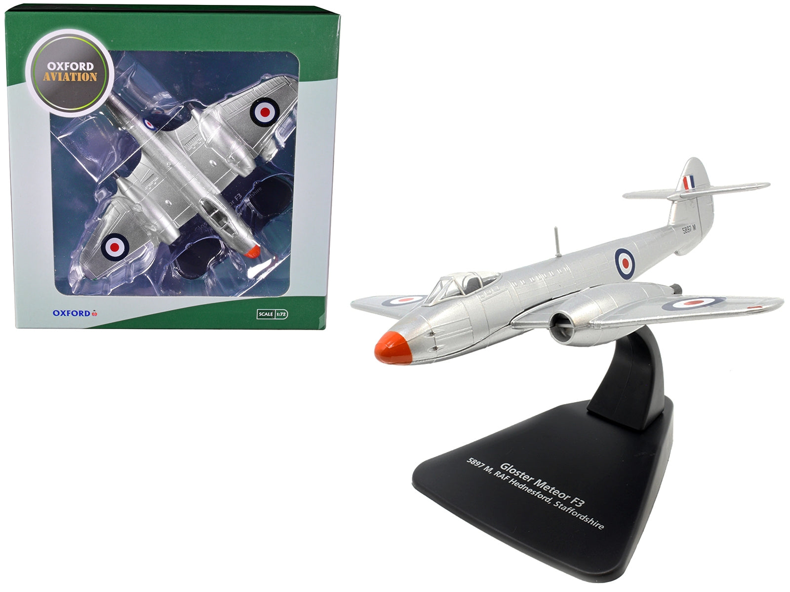 Gloster Meteor F3 Jet Fighter 5897 M RAF Hednesford Staffordshire England "Oxford Aviation" Series 1/72 Diecast Model Airplane by Oxford Diecast Oxford Diecast