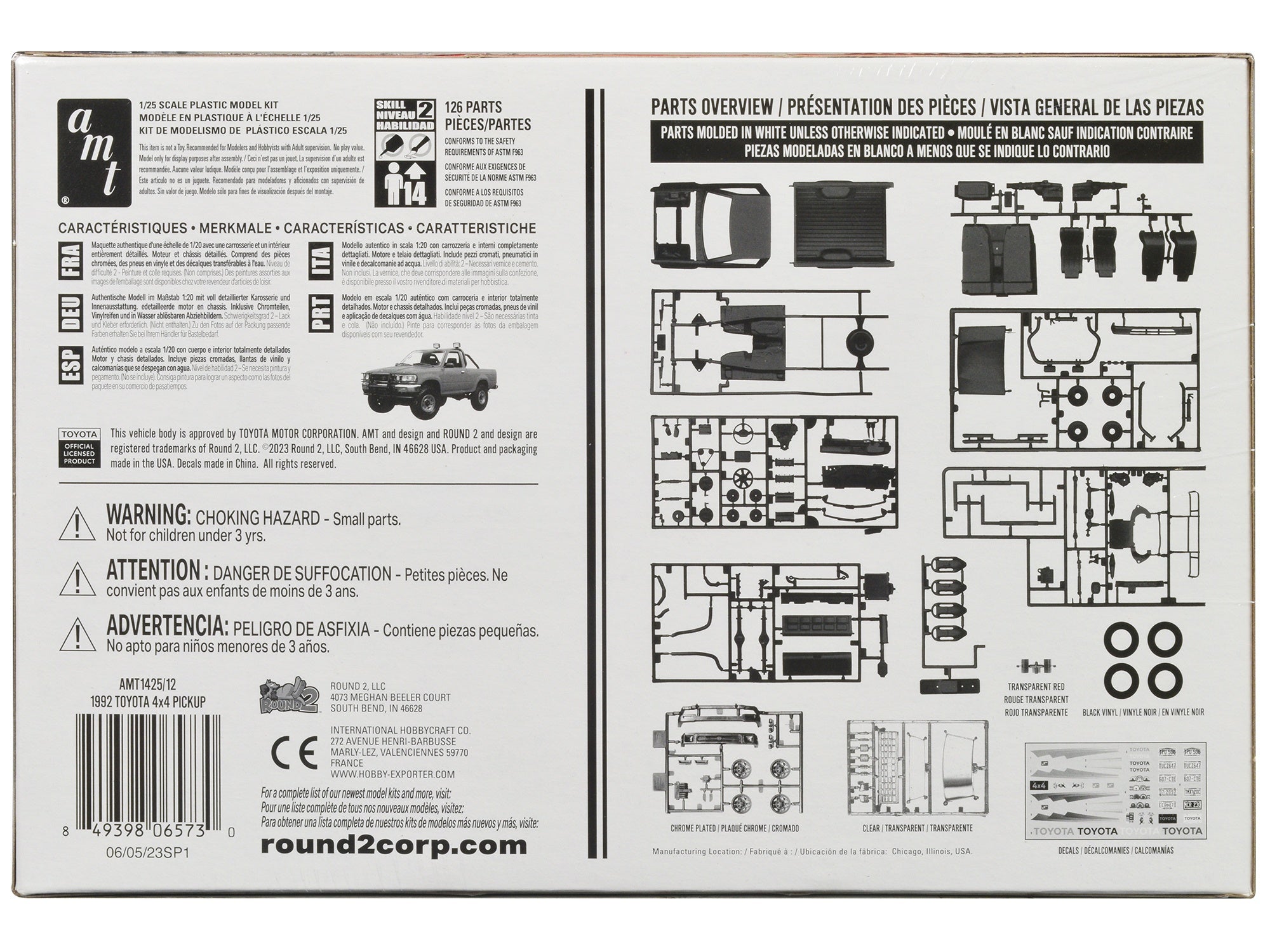 Skill 2 Model Kit 1992 Toyota 4x4 Pickup Truck (2023) 1/20 Scale Model by AMT AMT