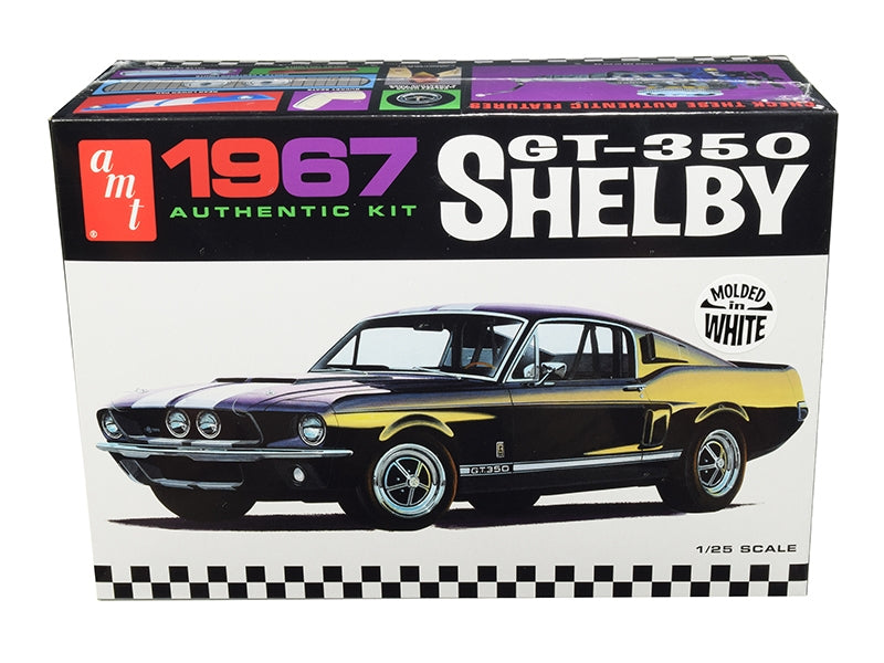 Skill 2 Model Kit 1967 Ford Mustang Shelby GT350 White 1/25 Scale Model by AMT AMT