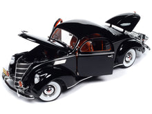 Load image into Gallery viewer, 1937 Lincoln Zephyr Black with Red Interior 1/18 Diecast Model Car by Auto World Autoworld
