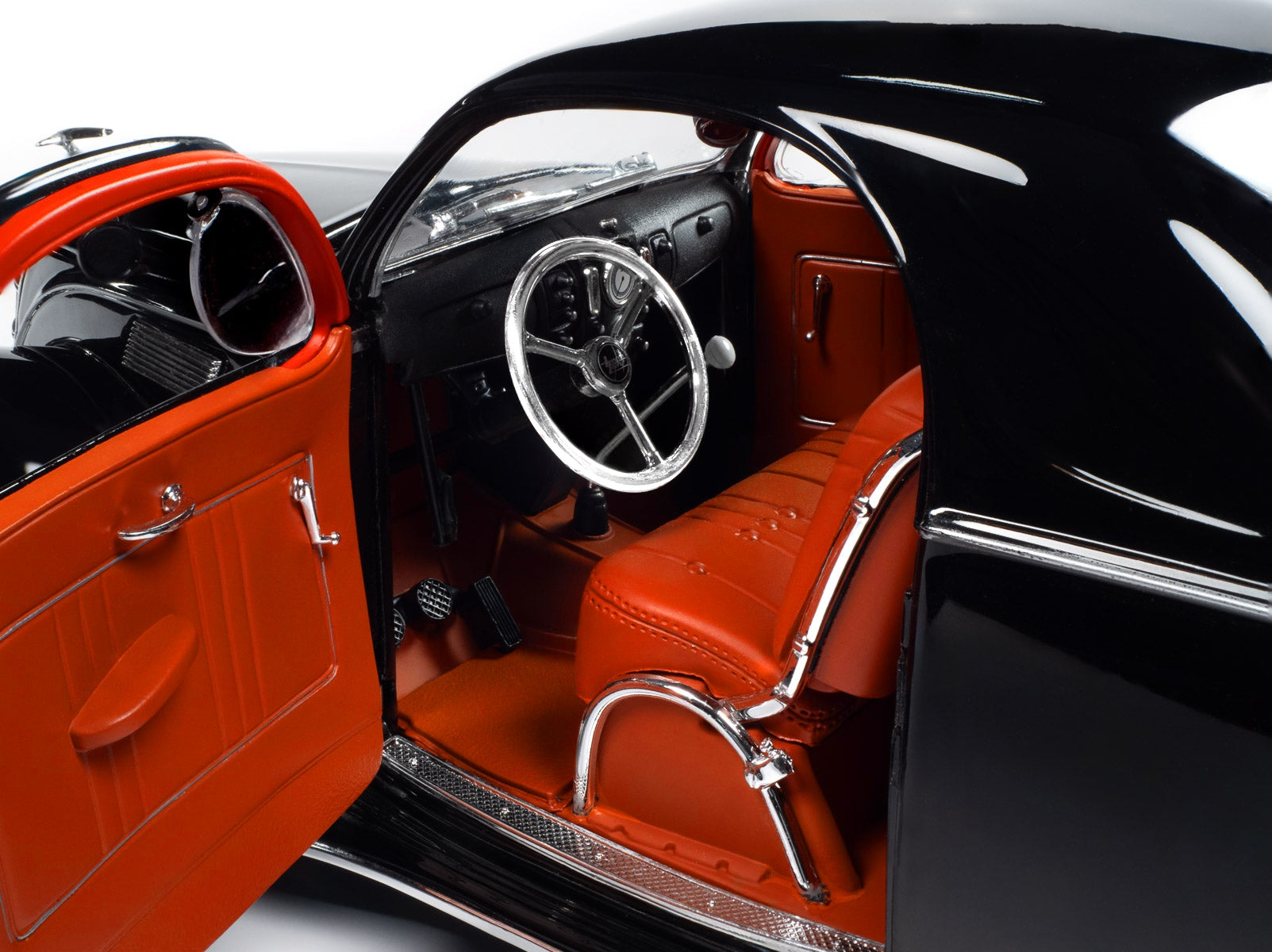 1937 Lincoln Zephyr Black with Red Interior 1/18 Diecast Model Car by Auto World Autoworld