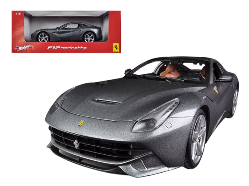 Ferrari F12 Berlinetta Grey 1/18 Diecast Car Model by Hot Wheels Hotwheels