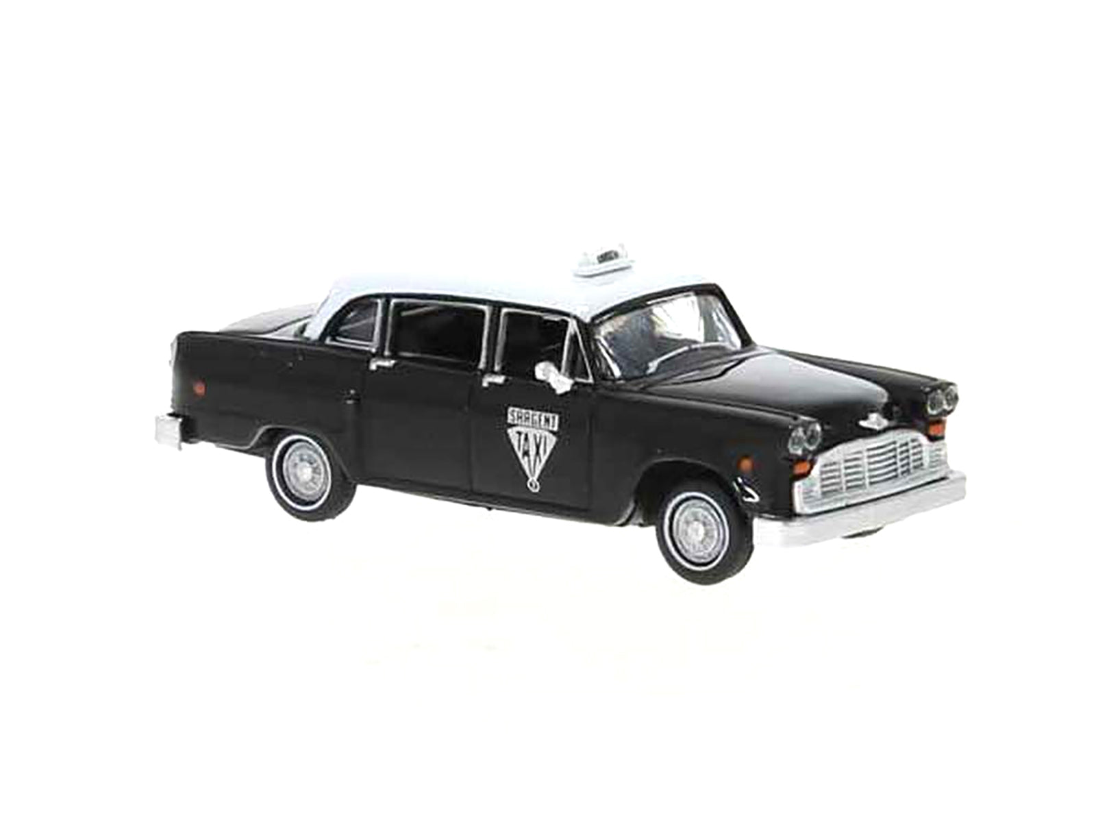 1974 Checker Cab Black and White "Winnipeg" 1/87 (HO) Scale Model Car by Brekina Brekina