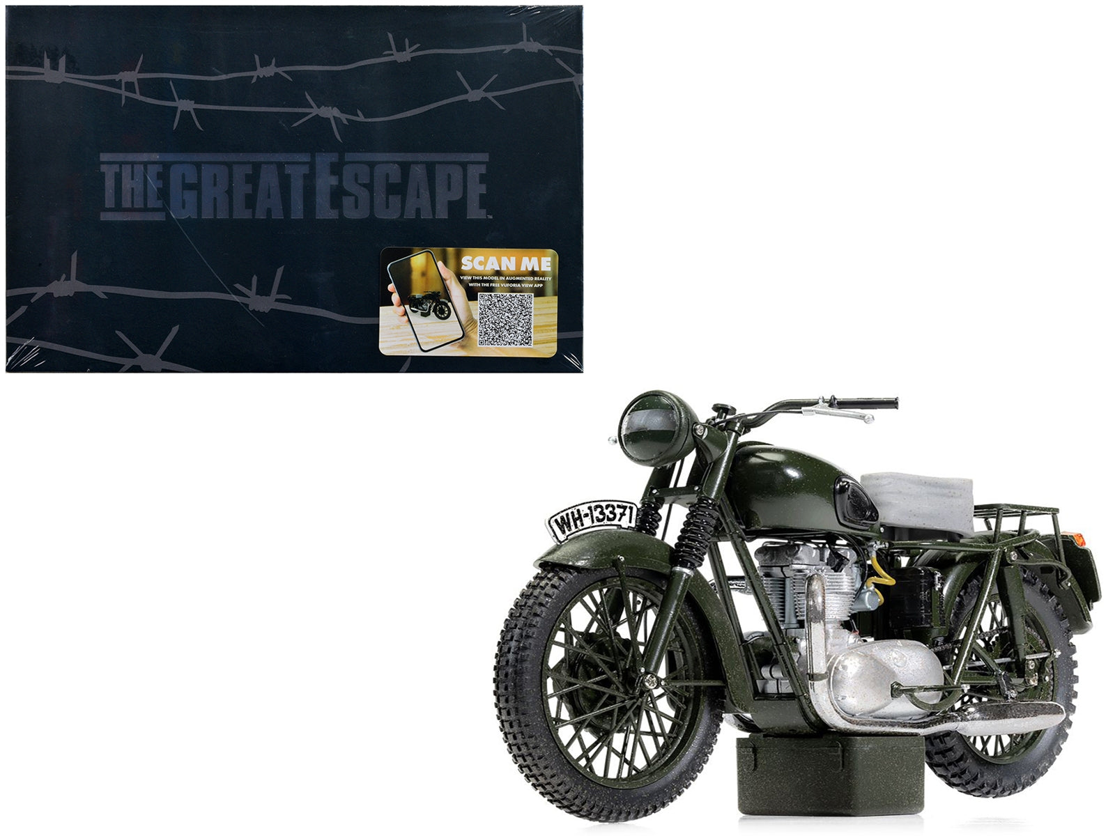 Triumph TR6 Trophy Motorcycle Dark Green (Weathered) "The Great Escape" (1963) Movie Diecast Model by Corgi Corgi