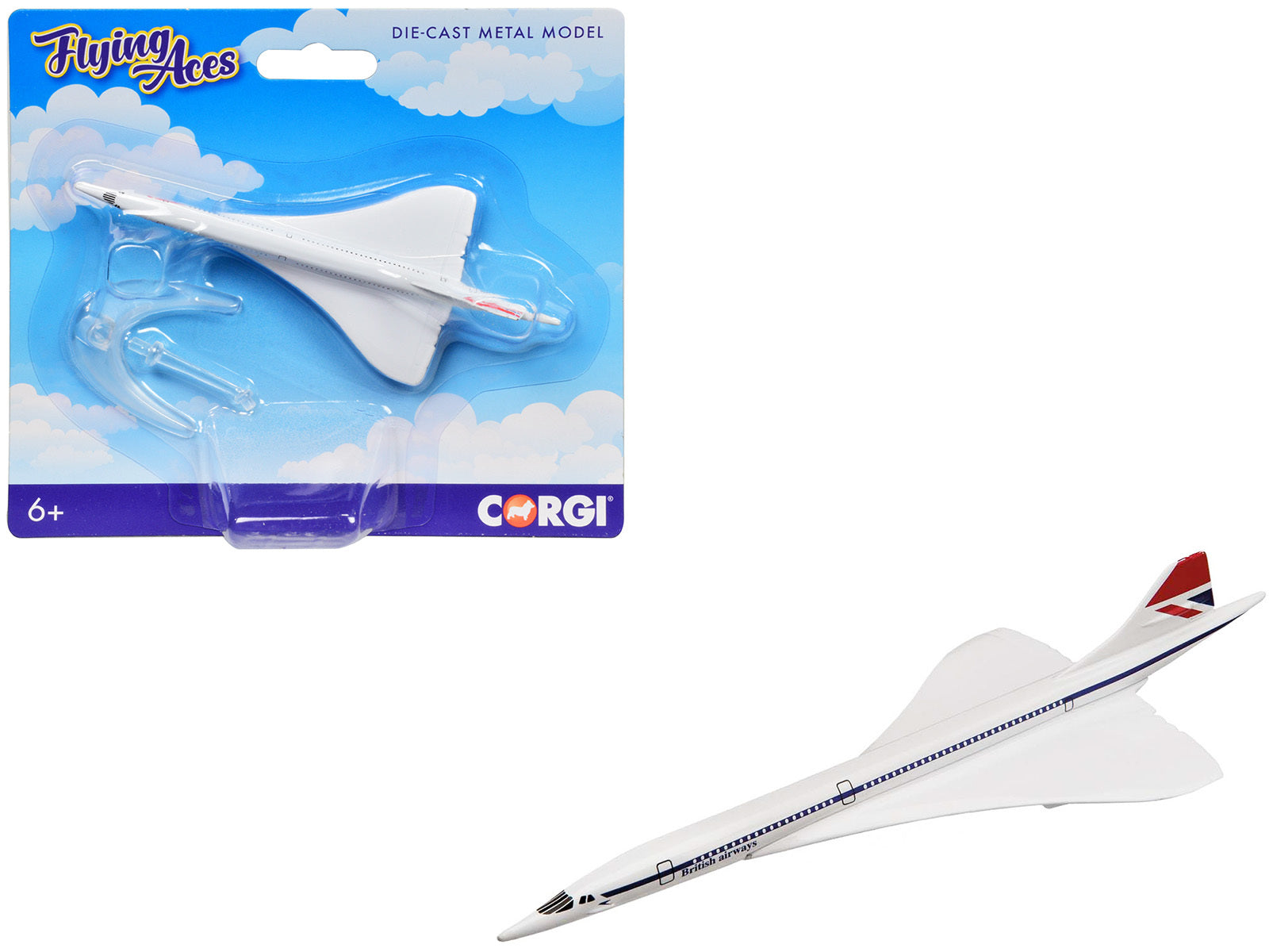 BAe/Aerospatiale Concorde Commercial Aircraft "British Airways" White "Flyin Aces" Series Diecast Model by Corgi Corgi