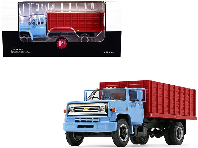 1970s Chevrolet C65 Grain Truck with Corn Load Baby Blue and Red 1/34 Diecast Model by First Gear First Gear