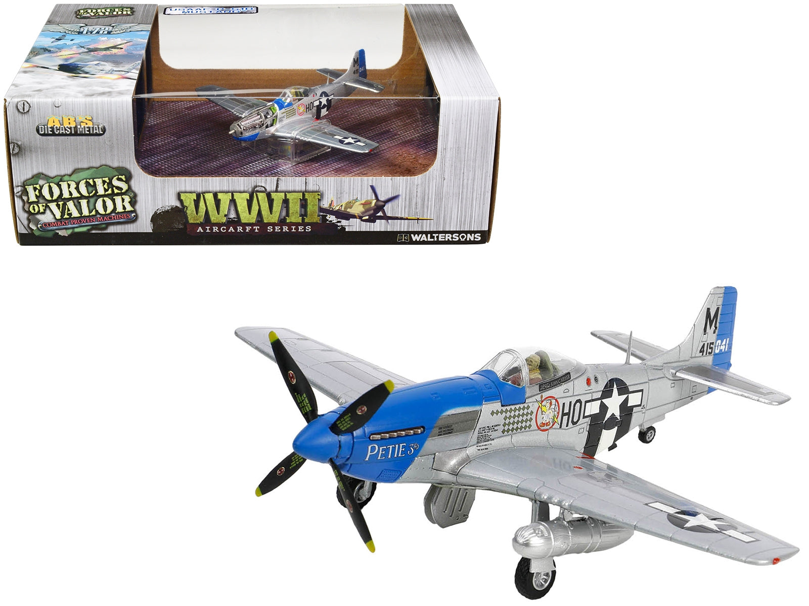 North American Aviation P-51D Mustang Aircraft Fighter "Petie 3rd Lt. Col. John C. Meyer 487th Fighter Squadron 352nd Fighter Group USAAF" (1944) "WW2 Aircrafts Series" 1/72 Diecast Model by Forces of Valor Forces Of Valor