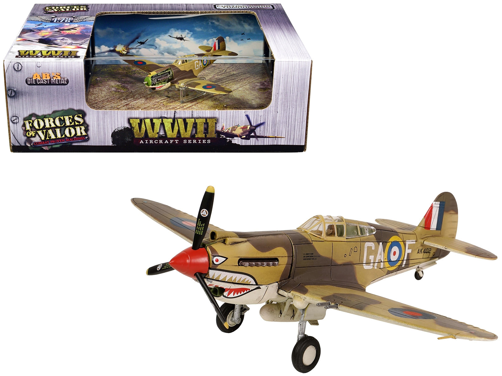 Curtiss P-40B Tomahawk MK IIB Aircraft Fighter "112 Squadron (Royal Air Force) AK402 GA-F North Africa" (October 1941) "WW2 Aircrafts Series" 1/72 Diecast Model by Forces of Valor Forces Of Valor