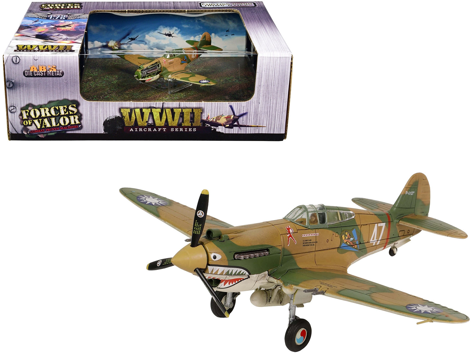 Curtiss P-40B HAWK 81A-2 Aircraft Fighter "3rd Pursuit Squadron American Volunteer Group P-8127 Serial : 47 China" (June 1942) "WW2 Aircrafts Series" 1/72 Diecast Model by Forces of Valor Forces Of Valor