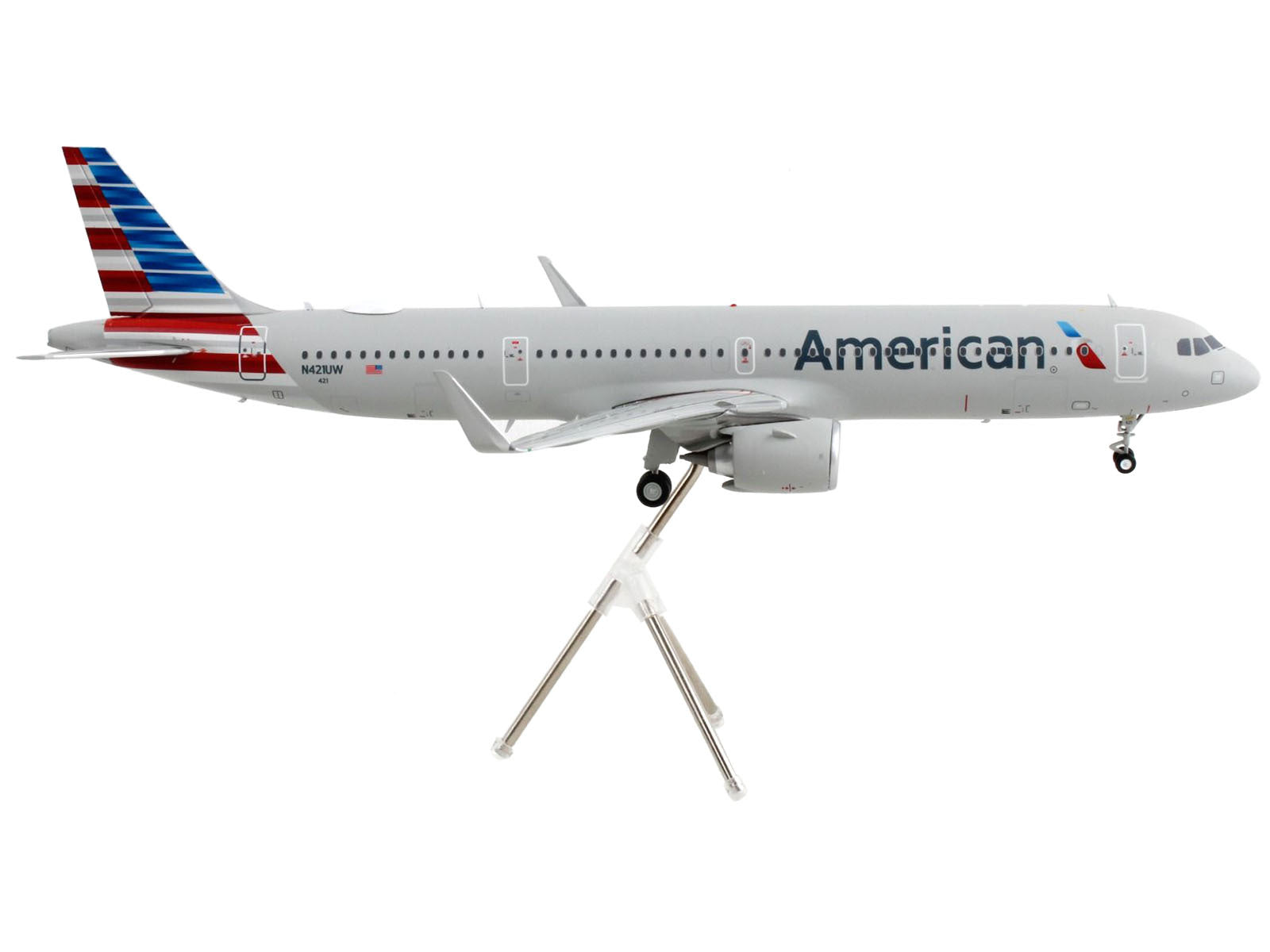 Airbus A321neo Commercial Aircraft "American Airlines" Silver with Striped Tail "Gemini 200" Series 1/200 Diecast Model Airplane by GeminiJets GeminiJets