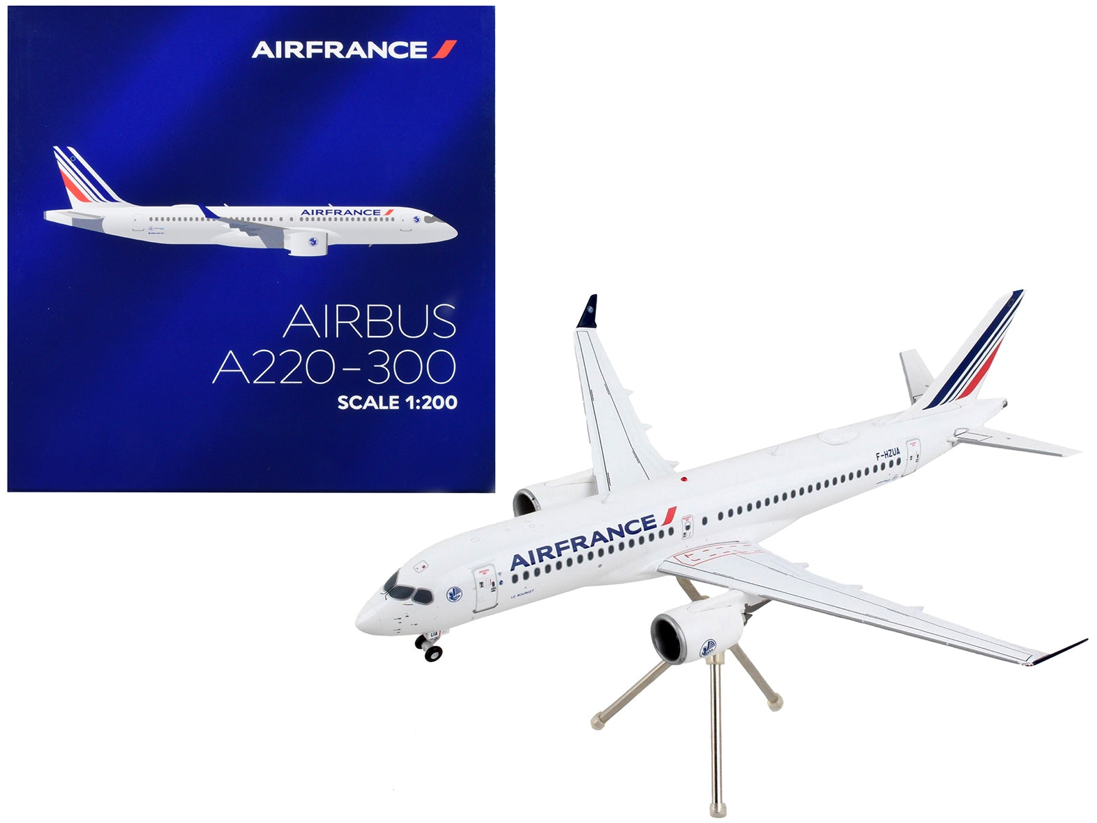 Airbus A220-300 Commercial Aircraft "Air France" White with Striped Tail "Gemini 200" Series 1/200 Diecast Model Airplane by GeminiJets GeminiJets