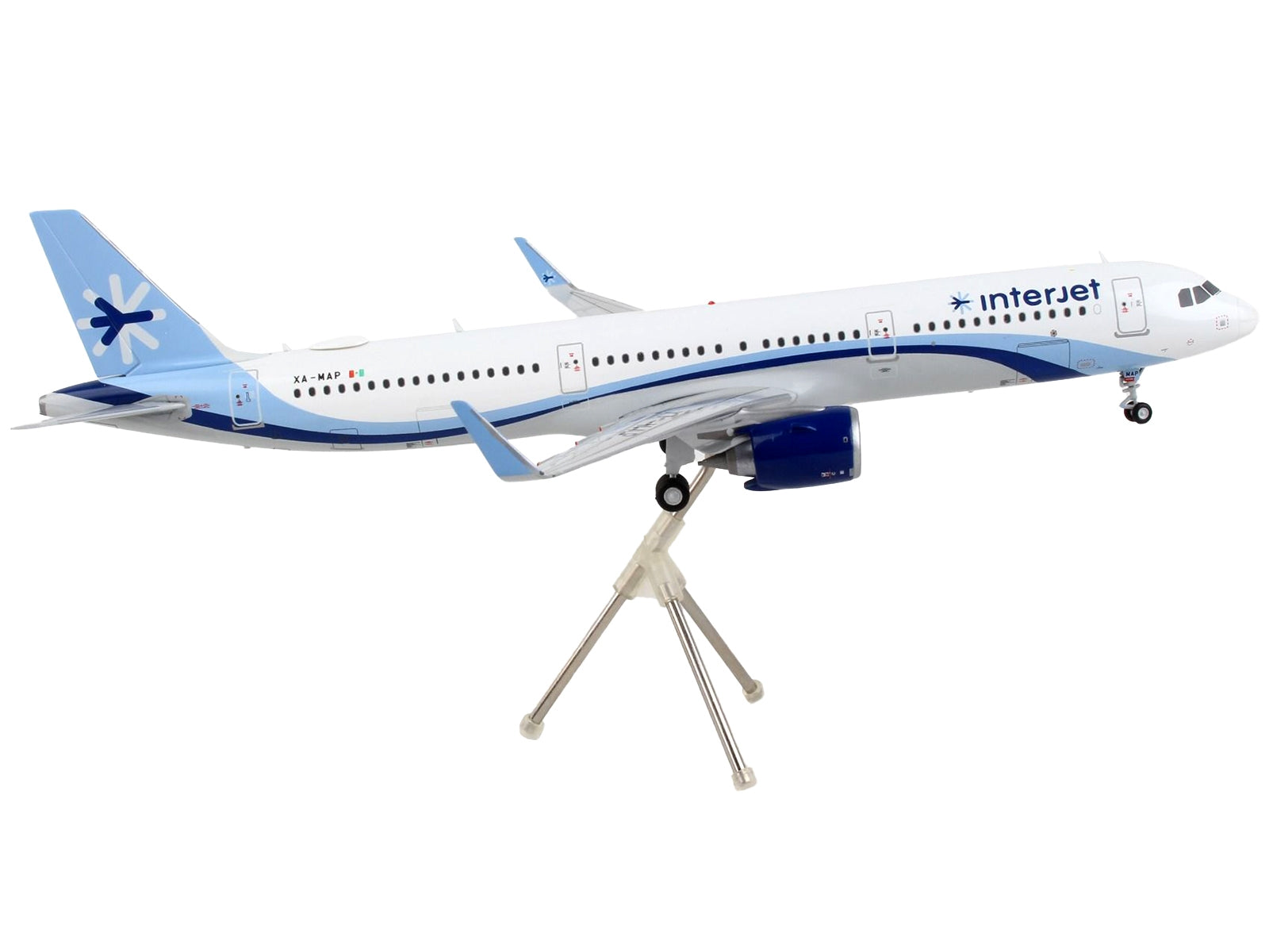 Airbus A321neo Commercial Aircraft "Interjet" White with Blue Stripes "Gemini 200" Series 1/200 Diecast Model Airplane by GeminiJets GeminiJets